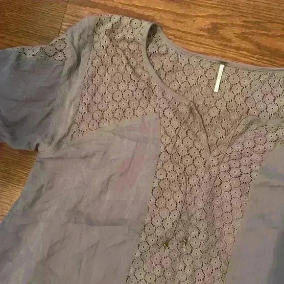 Free People Moon River Boho Lace Panels Peasant Top Balloon Sleeve Size Small - Picture 4 of 15